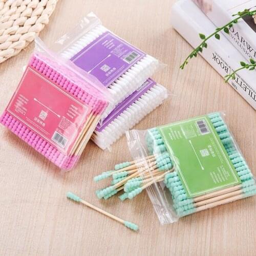 100Pcs/pack Colorful Disposable Cotton Swab Women Girls Makeup Eyelash Cotton Swabs Double Head Cotton Buds Swabs Cleaning Tools