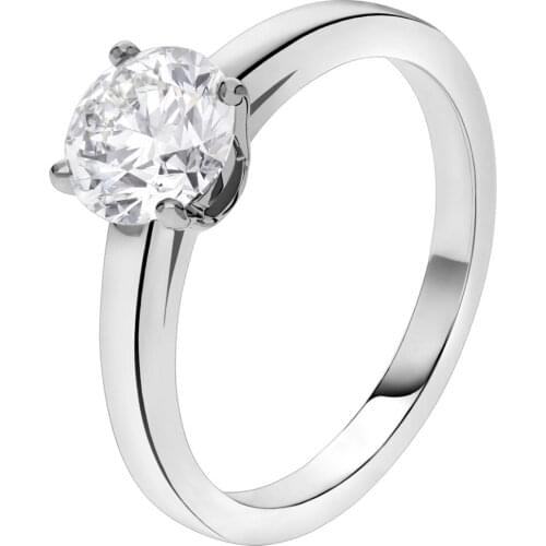 18K Au750 White Gold Ring Women Wedding Anniversary Engagement Party Ring Round Moissanite Diamond Elegant Trendy Romantic Cute