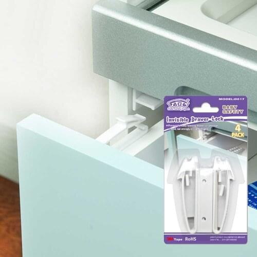 4pcs Baby Safey Cabinet Locks Invisible Drawer Latch Lock Baby Security Children Protection Latches Safety Cupboard Door Locker