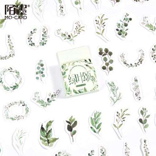 46pcs/box Green leaves Journal Decorative Stickers set Scrapbooking Stick Label Diary Stationery Album Stickers
