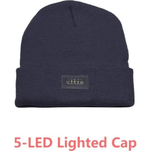 5 LED LED Lighted Beanie Cap Hip Hop Men Women Knit Hat Hunting Camping Running Hat with Battery For Men And Women