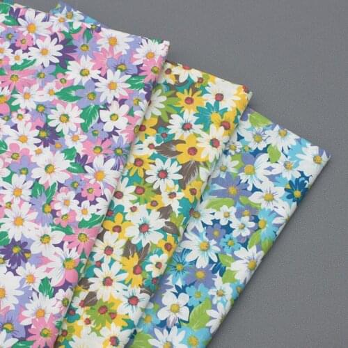 50cm*147cm/Piece,Cotton Small Daisy Floral Printed Cloth,Dress Shirt,Curtain,Pillow,Doll Headdress Fabric, DIY Handmade Material
