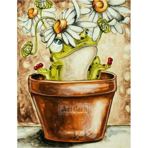 5d diy diamond painting cartoon frog flower full square / round resin diamond mosaic kids gift sticker