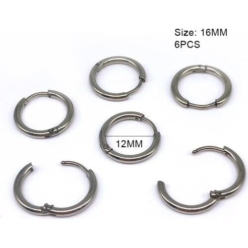 6pcs/lot Silver Plated Stainless Steel Metal Clasps Hooks With Loop Clasp Charms Round For Diy Earring Making Accessories