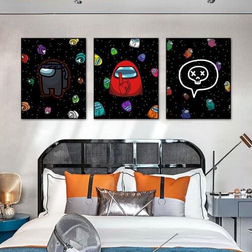 Abstract Cartoon Robot Canvas Painting Nordic Black Background Wall Art Posters And Prints For Living Room Kids Room Decoration