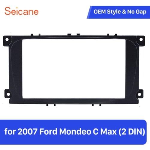 Seicane Black 2Din Car Stereo Radio Fascia Panel Trim Kit for 2007 Ford Mondeo C Max Audio Frame DVD Panel CD Trim Face Plate