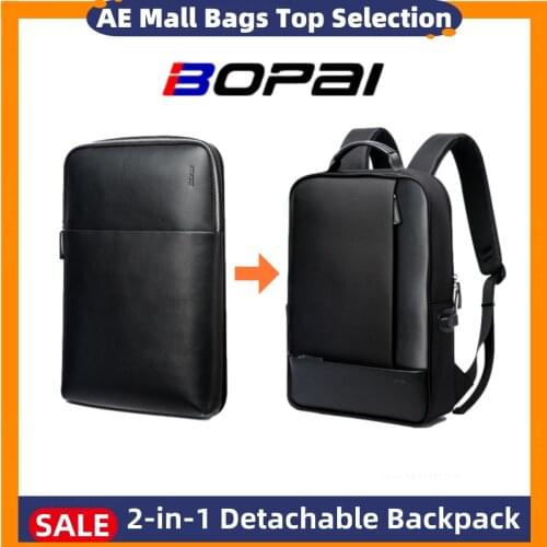 BOPAI Men 2 in 1 Backpack Detachable 15.6 Inches Laptop Backpacking Waterproof Notebook Slim Anti-theft Creativity School Bag
