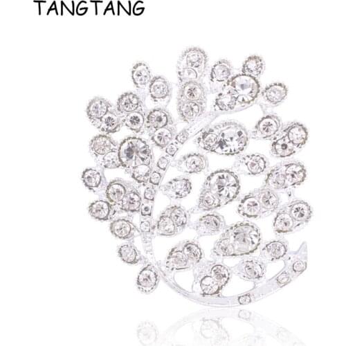 Sparkly Rhinestone Silver Color Feather Brooch With China A Stone Bridal Wedding Jewelry Stationary Item BH8313 Fashion Hot