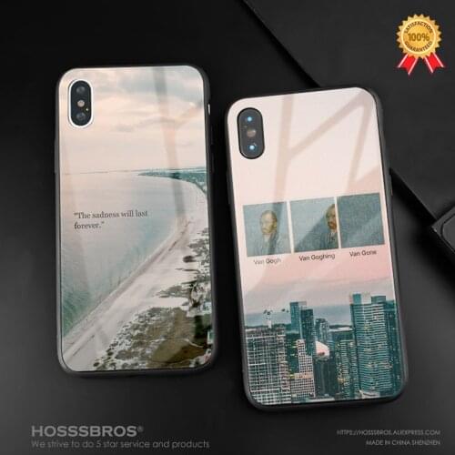 Van gogh aesthetics memes words Glass Soft Silicone Phone Case Shell Cover For iPhone SE 6s 7 8 Plus X XR XS 11 12 mini Pro MAX