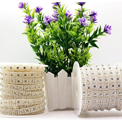 1YD Four-corner Rice-shaped Plum Blossom Diamond-studded Connection Beads DIY Pearl Diamond Chain Bead Chain Square Wedding