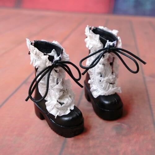 D01-P555 children handmade toy 1/4 Doll clothes BJD/SD doll props Accessories Maid lace straps leather boots 1pair