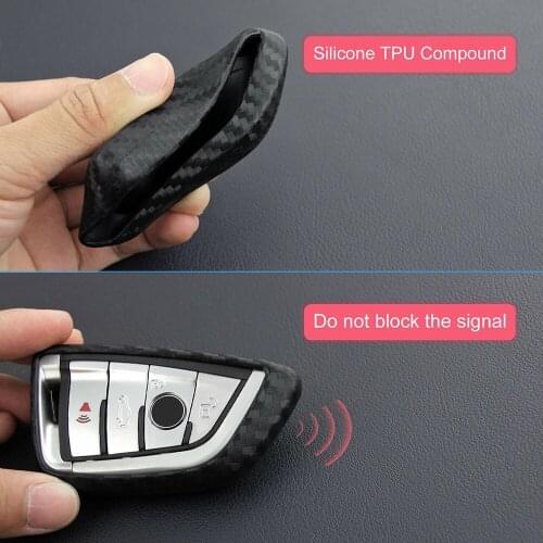 For New BMW Accessories Carbon Fiber Car Key Case Fob Cover Holder Shell