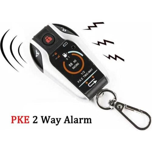 PKE 2 Two Way Motorcycle Anti-theft Alarm System Remote Engine Start Moto Scooter PKE Sensing Alarm Theft Protection Universal