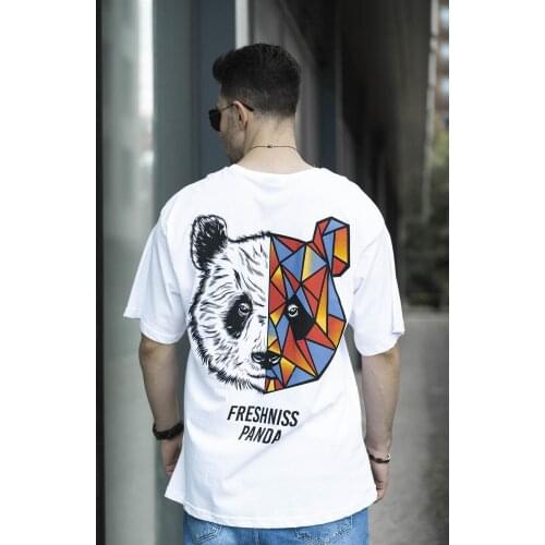 Aspen Freshniss Panda Printed Oversize Bike Collar Unisex Tshirt