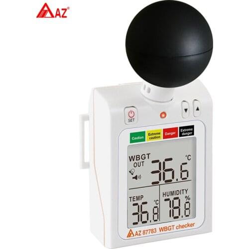AZ Heat Index Monitor WBGT (Wet Bulb Globe Temperature) Data Logger WBGT Recorder Heat Stress WGBT Meter Digital LCD