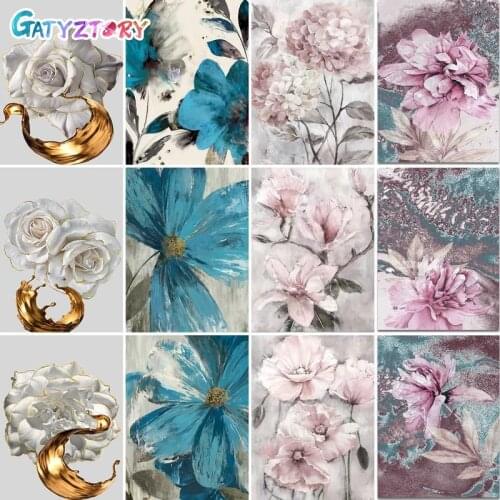 GATYZTORY DIY Painting By Numbers Flower Picture On Canvas Coloring By Numbers Acrylic Paints Modern Art Home Decor