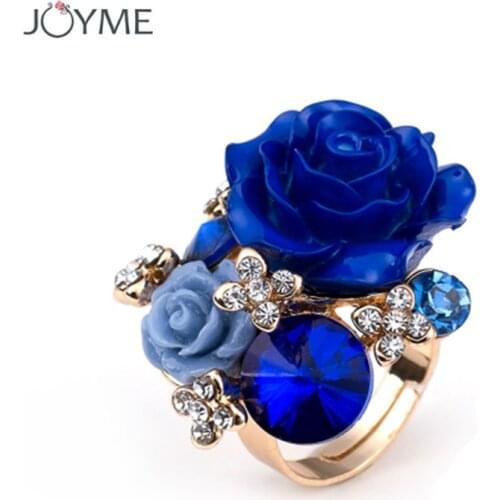Newest Original High Quality Hot Sale Blooming Enamel Roses Flower Finger Rings Bridal Engagement Ring For Women Jewelry Gift