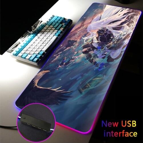 Anime Girl RGB Mouse Pad Carpet USB Hub Azur Lane Gamers MousePad Four USB Docking Dock Typec Interface Multi-interface DeskMat