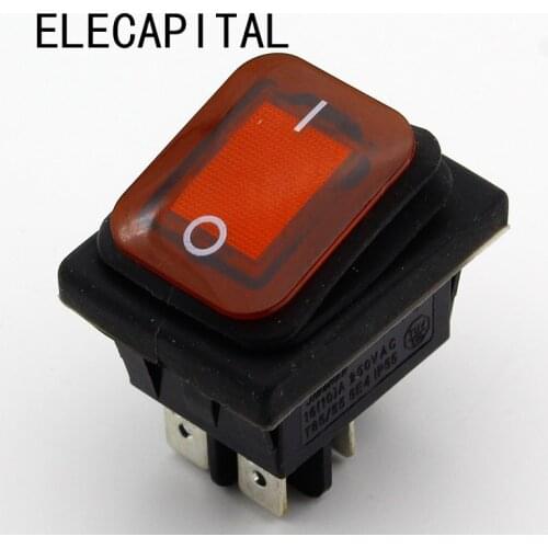 1pc Red Waterproof Latching Rocker Toggle Switch IP55 4Pin 2Position AC250V/16A LED illuminated Hot Sale Low Price