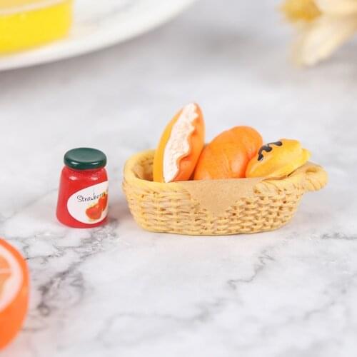 1:12 Dollhouse Miniature Food Toy jam bread Toast Basket Accessories Wine Bannana Food Dolls House Miniature Accessories