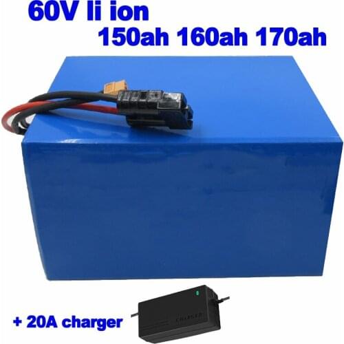 Li ion 60V 150ah 160ah 170ah lithium ion battery pack 6000w for golf cart robot AGV UPS EV Tricycle Street Sweeper + 20A Charger