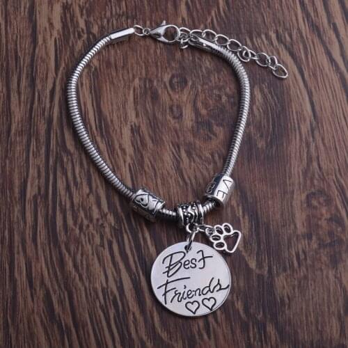 Best Friends Double Heart Bracelet Animals Dog Pet Paws Claw Bangle BFF Friendship Forever Birthday Xmas Party Gifts Jewelry Hot