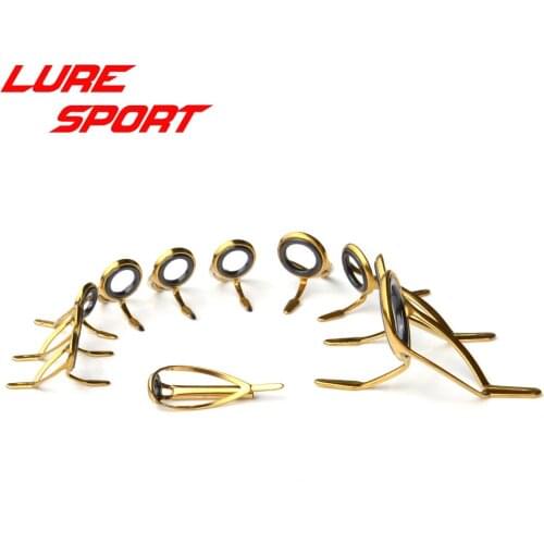 LureSport KW guide MN Top 11pcs Guide set Gold Steel frame sic ring rod guide Rod Building component Repair DIY Accessory