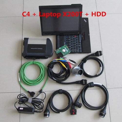 MB star C4 sd connect for mb diagnostic tool mb sd with 500G HDD full software V2020.12 in X200T used laptop for car and truck