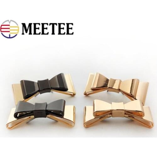 Meetee 10pcs 50X20mm Metal Bow Clasp Hardware for Shoes Bag Decor Buckle DIY Luggage Clip Pin Buckles Clothing Sew Accessories