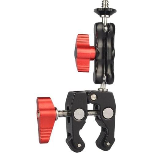 Multi-function Ball Head Clamp Ball Mount Clamp Magic Arm Super Clamp w/ 1/4"-20 Thread for GPS Phone Monitor/LED Light