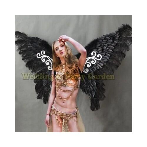 Fashion Black angel wings catwalk show prop Angel Feather wings Window prop underwear catwalk prop