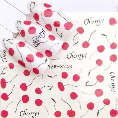 Stickers for Nails Sweet Fruit Cherry DIY Water Slider Manicure Decor Watercolor Nail Art Accessories Nail Stickers Designer