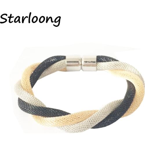 New fashion jewelry multi-layer alloy tube black magnetic clasp bracelets for women and men Pulsera Bijoux