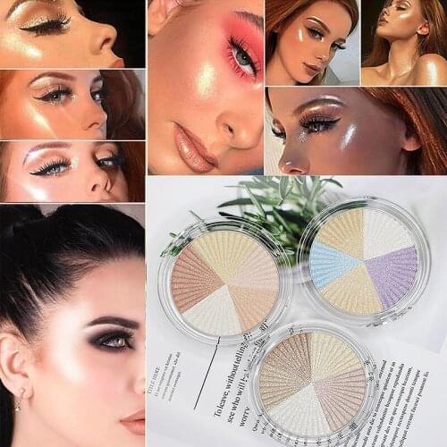 5 in 1 Highlighter Palette Shimmer Brighten Makeup Powder Base Long Lasting Facial Bronzer Contouring Cosmetic With Custom Label