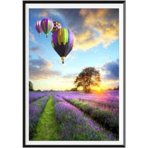 Landscape 5D diamond painting all diamond pastoral balloon lavender Mosaic pattern DIY home decoration handmade