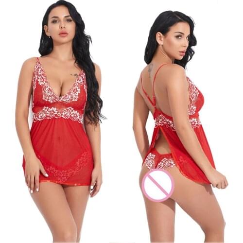 Top Fashion Womens Sexy Sling Mesh Printed Pajamas Sexy Suit European And American New Sexy Lingerie