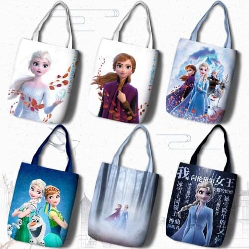Disney Frozen 2 Plush Backpack Shopping Bag Frozen 2 Canvas Bag Tote Large Capacity Elsa Anna Shoulder Bag