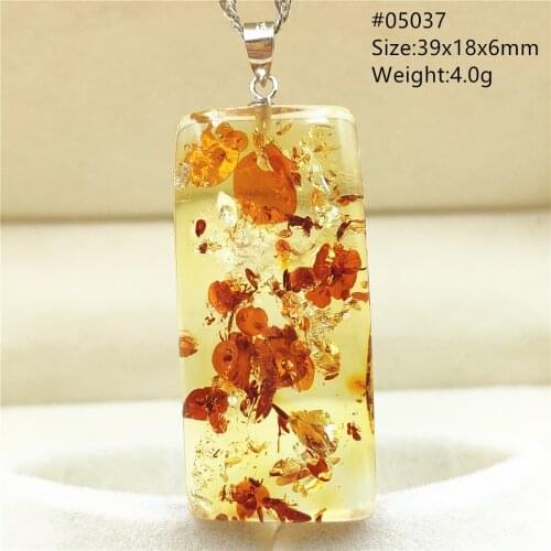Genuine Natural Piebald Amber Yellow Red Rectangle Pendant 41x27x10mm Fashion Jewelry Reiki Stone AAAAAA