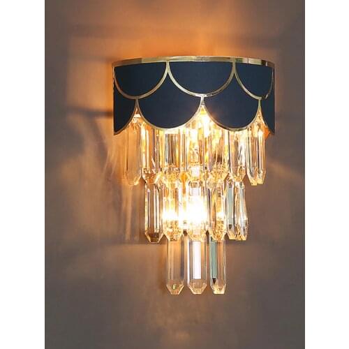 Postmodern Crystal Wall Lamp Simple Bathroom Aisle Lamp Creative Bedroom Bedside Leather Light Staircase Gold Crystal Wall Light