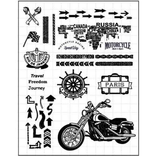 Motorcycle Trip Clear Stamps Silicone Seal for DIY Scrapbooking Card Rubber Stamps Making Photo Album Handemade Crafts Decor