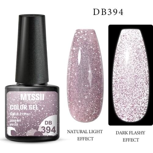 Mtssii 6ml Reflective Glitter Gel Nail Polish Sparkling Auroras Laser Nail Gel Nail Art Varnish Semi Permanent Top Base Coat