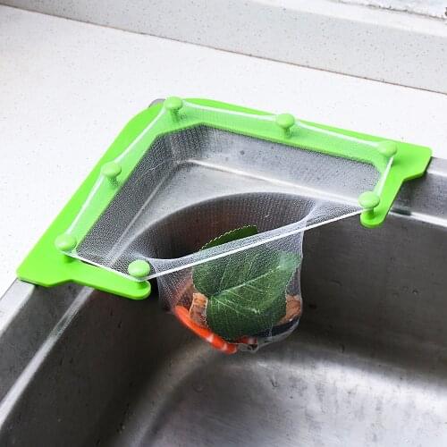 Triangle Tri-Holder Filter Sink Strainer Bag Leftovers Garbage Storage Rack Kitchen Hanging Fine Mesh Net Holder