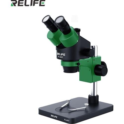 RELIFE RL-M3T-B1 Trinocular Stereo Microscope 7X-45X Zoom Matched With HDMI Camera LED Light for Mobile Repair Microscope Tools
