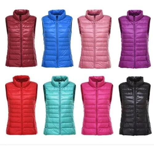 Ultra Light Thin Down Coat Women Winter Stand Collar Slim Jacket Waterproof Warm Waistcoat Sleeveless Portable Duck Down Vest
