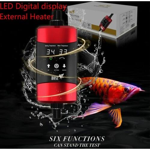 External Heater Rod for Fish Tank Aquarium Heater 220V Adjustable Temperature LED Display Heater Connecting Filter or Pump