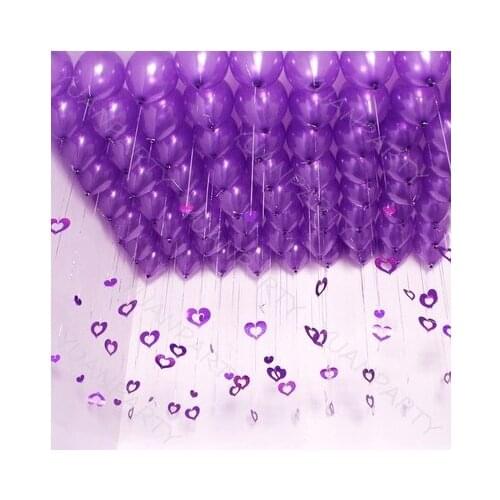 100pcs Heart Laser Sequined Rain Balloon Pendant and 100pcs 1.5g Latex Balloon Romantic Wedding Room Birthday Party Decoration