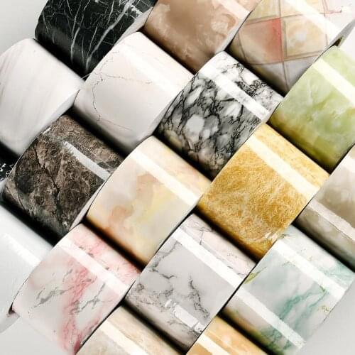 10cmx1000cm Self-adhesive Waterproof Waistline Sticker Baseboard Corner Sticker Imitation Marble Tile Waveguide Line