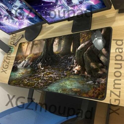XGZ Large Game Mouse Pad Black Lock Edge Anime Tree Landscape HD Computer Office Custom Table Mat Rubber Stripe Non-slip