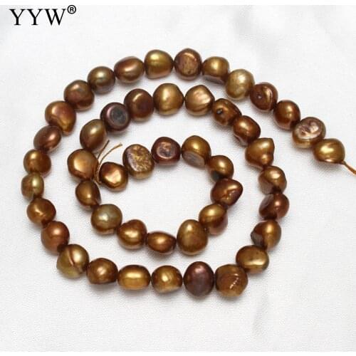 8-9mm Deep Coffee Color Pearl Beads Natural Freshwater Pearl Loose Beads For Jewelry Making Bead Baroque Perals 0.8mm 14.3inch