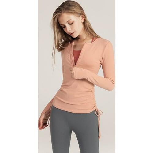 Women Yoga Shirts Sport Fitness Longlseeve Drawstring Quick Dry Running Sportwear Tops Solid Trainning Gym Shirts